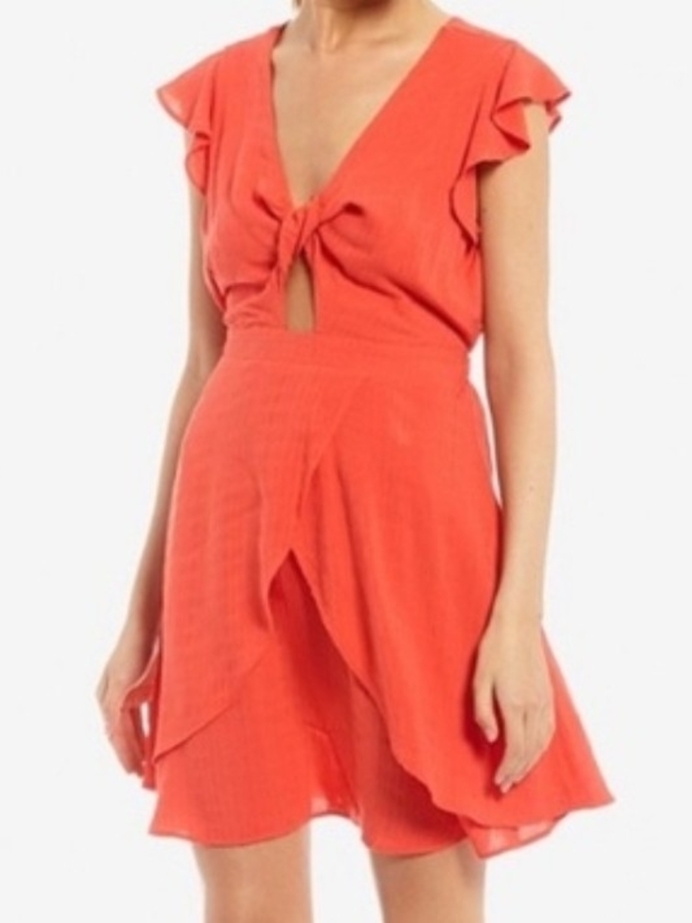 NWT Gianni Bini Tie-Front Ruffle Mini Dress